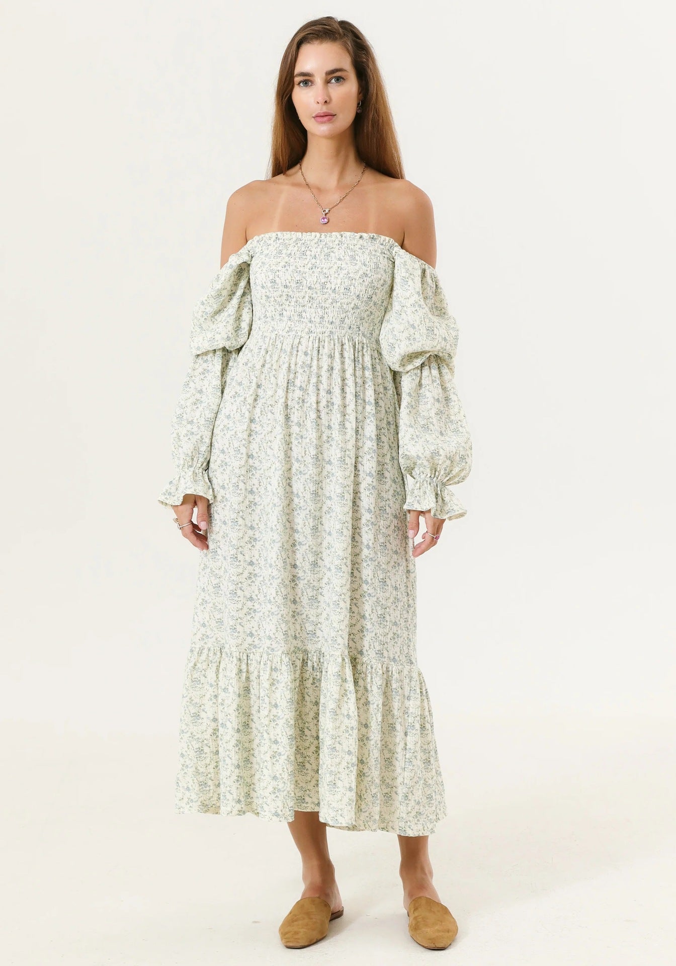 Robe en mousseline de soie à manches pour femmes, robes imprimées à col carré de printemps