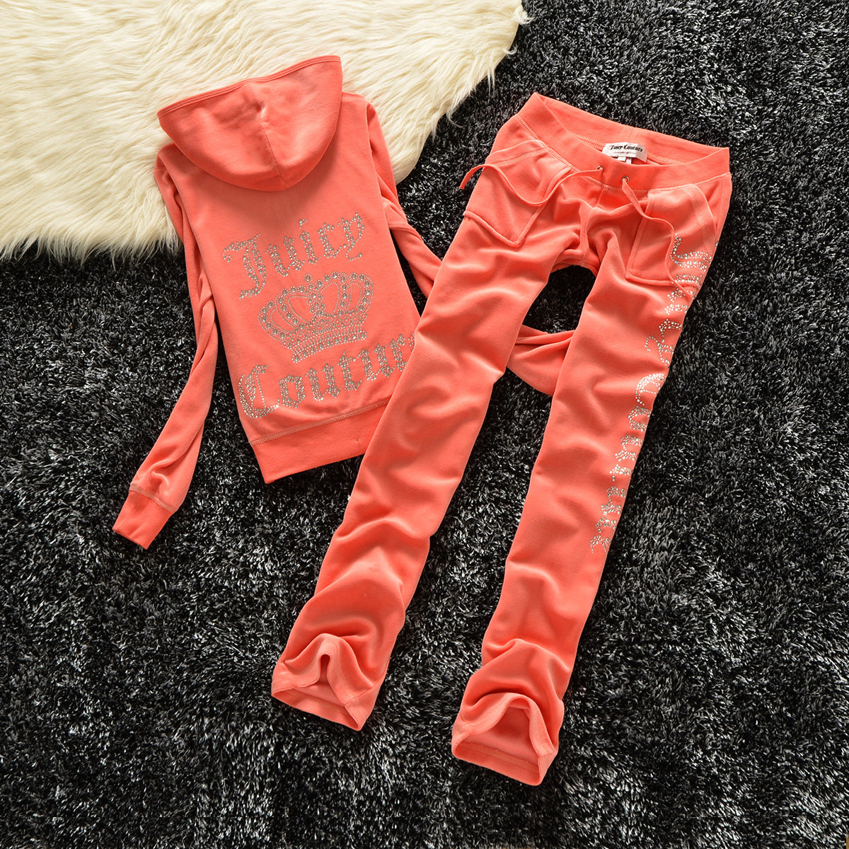 Women's Veet Crown Hot Drilling Lettered Casual Suits