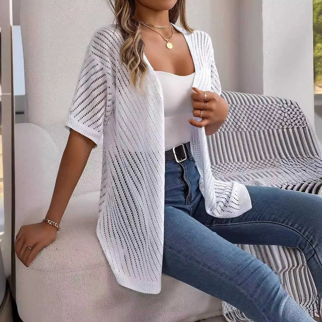 Women's Summer Short-sleeved Knitted Holiday Sun Protection Blouses