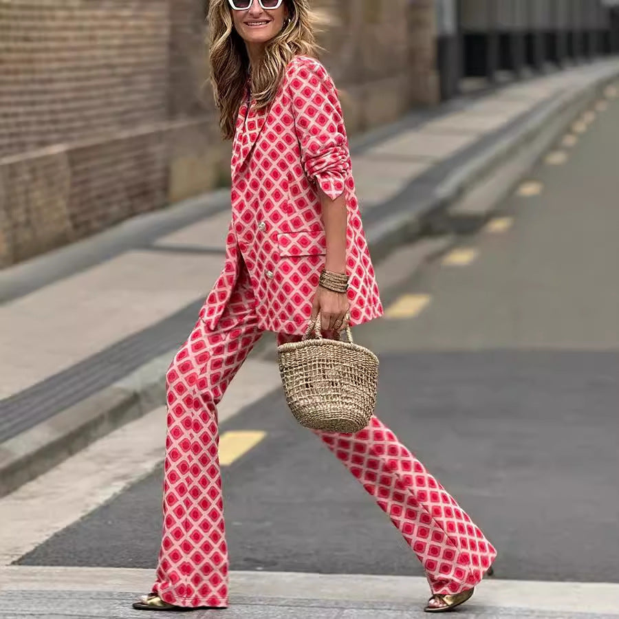 Ensemble deux pièces décontracté à imprimé tendance et élégant pour femme