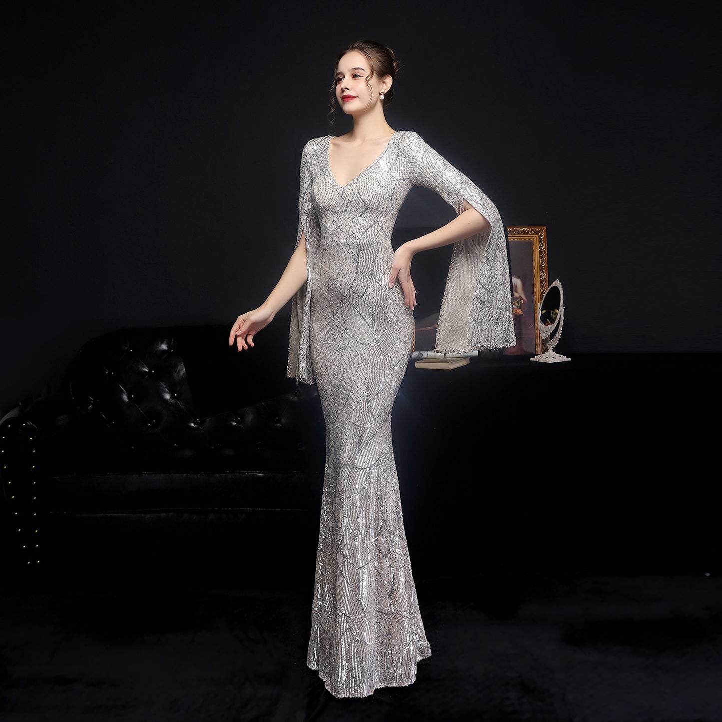 Sequined Long Banquet Fishtail Elegant Party Wedding Dresses