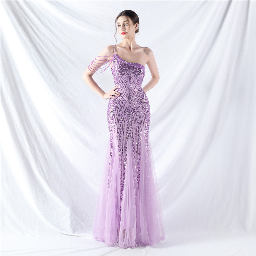 Dress Craft Bead Positioning Flower Sequin Evening Dresses