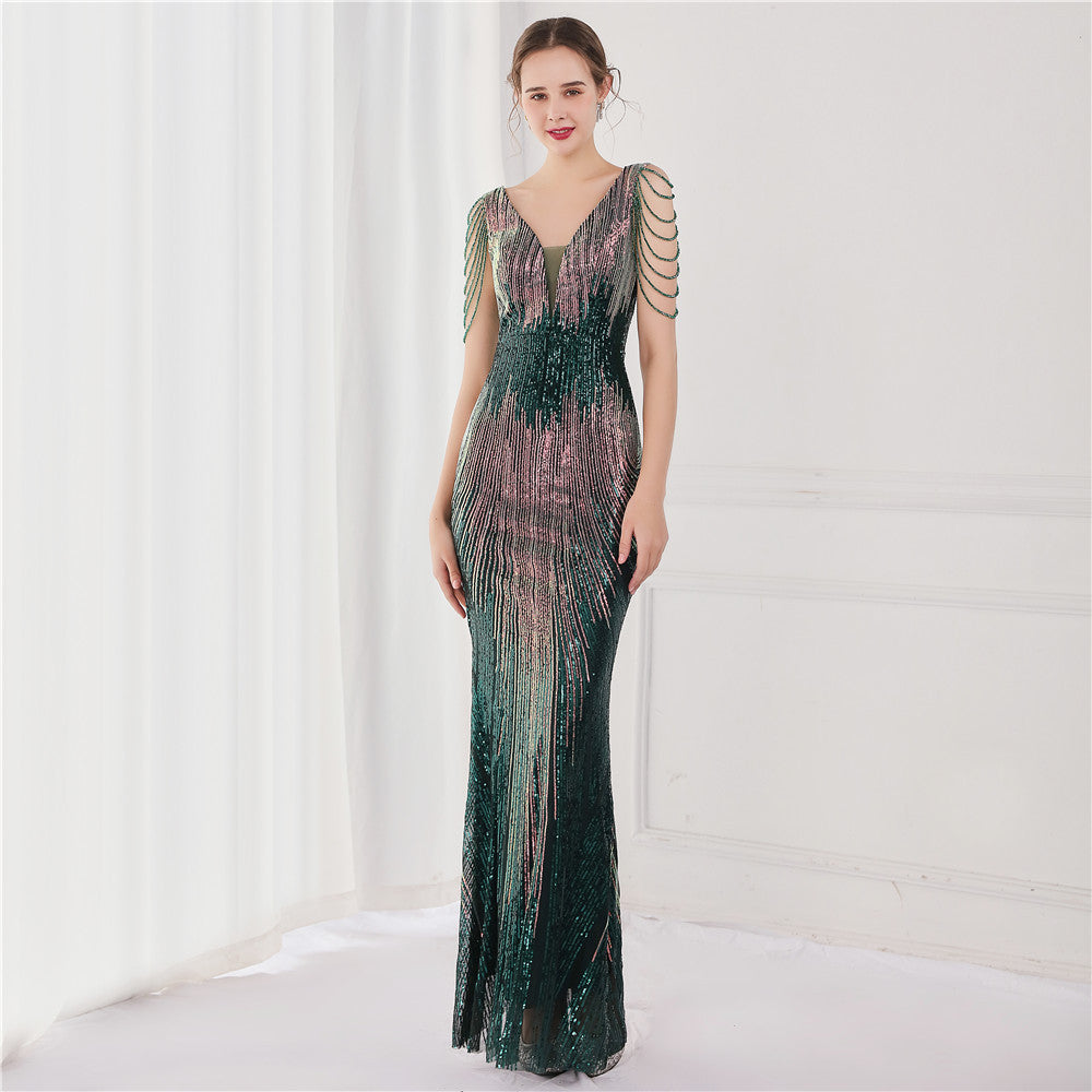 Sequined Fishtail Formal Dress Performance Banquet Evening Dresses