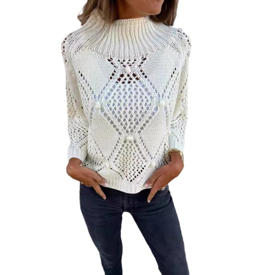 Women's Casual Loose Hollow Out Round Neck Sweaters