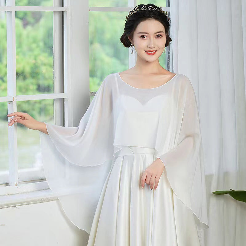 Thin Chiffon Pullover Shawl Dress Daily Blouses