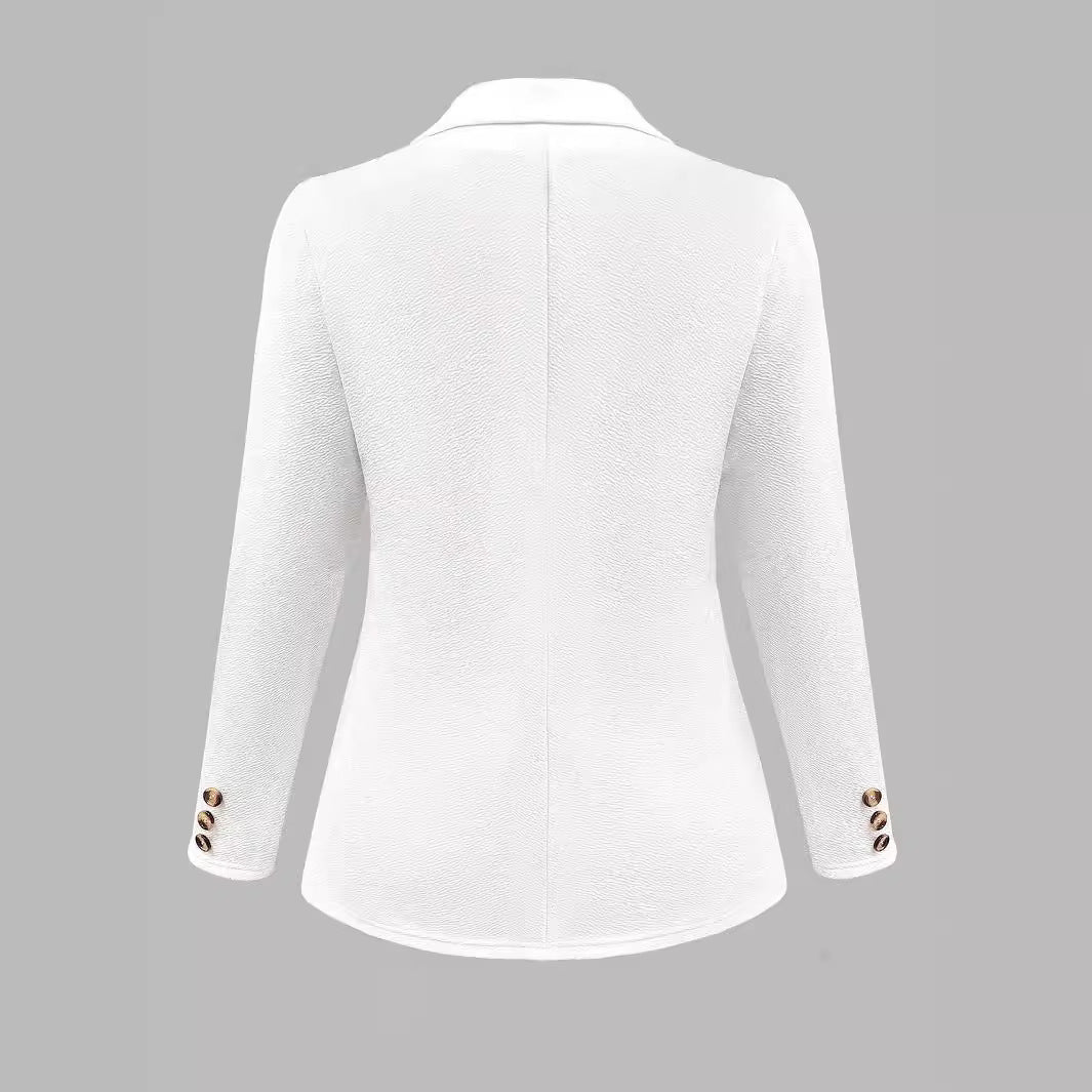 Women's Solid Color Polo Collar Long Sleeve Fastener Blazers