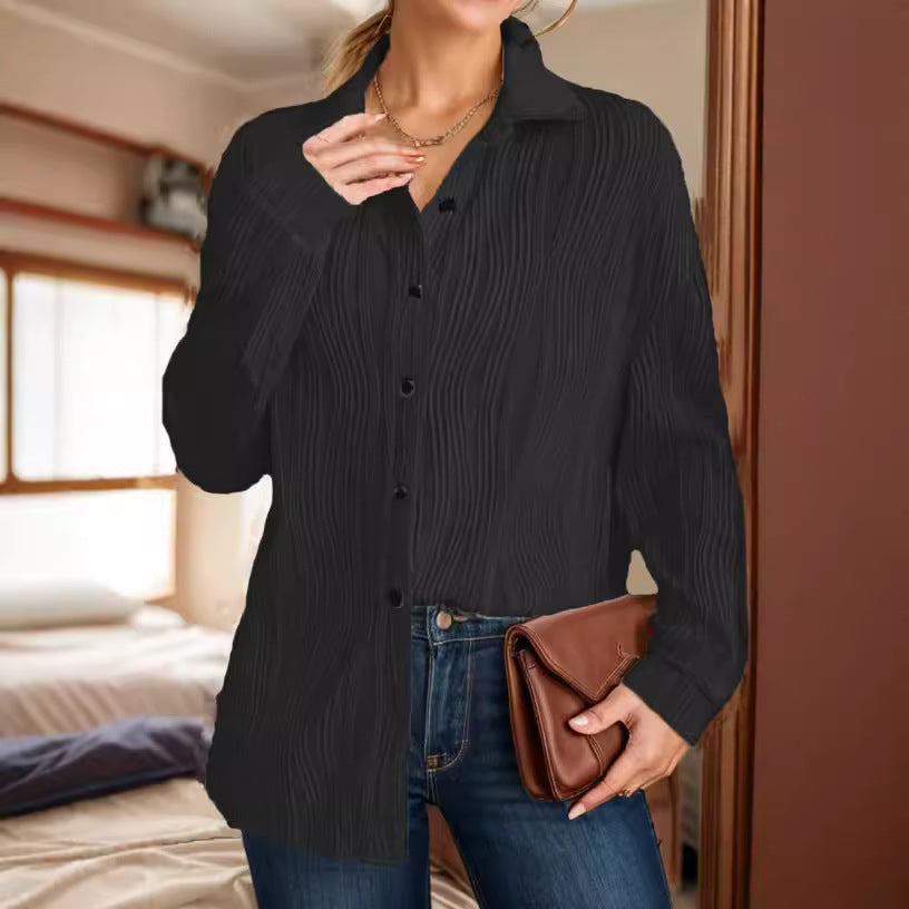 Women's Wave Texture Loose Fashion Shirt Blouses