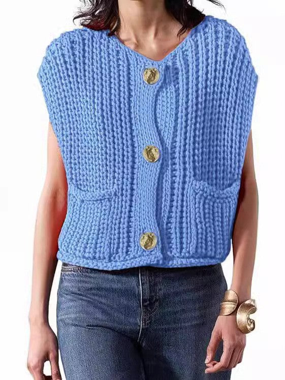 Women's Knitted Thick Needle Sleeveless Fashion Temperamental Knitwear