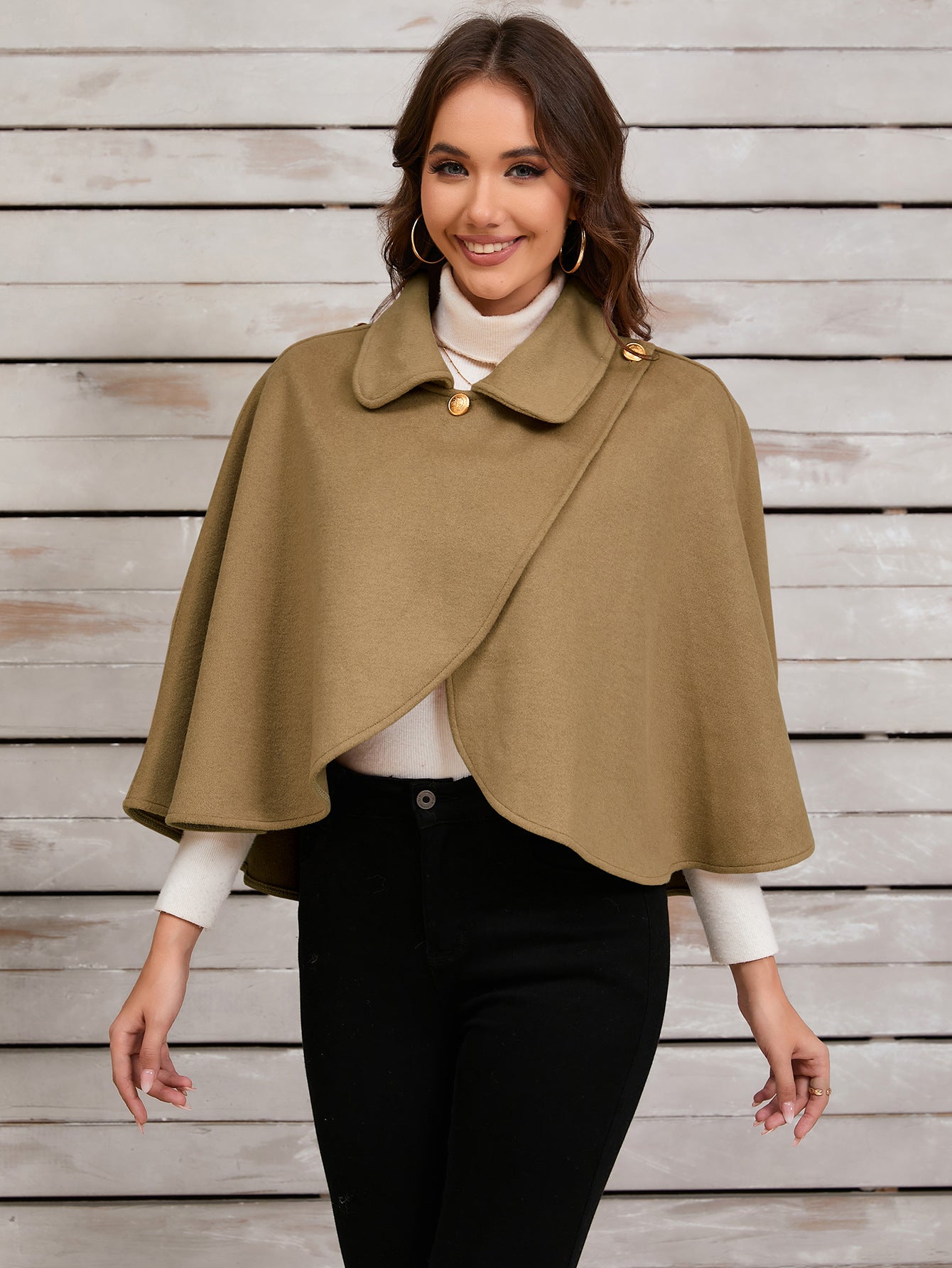 Women's Charming American Woolen Cape Shawl Coats