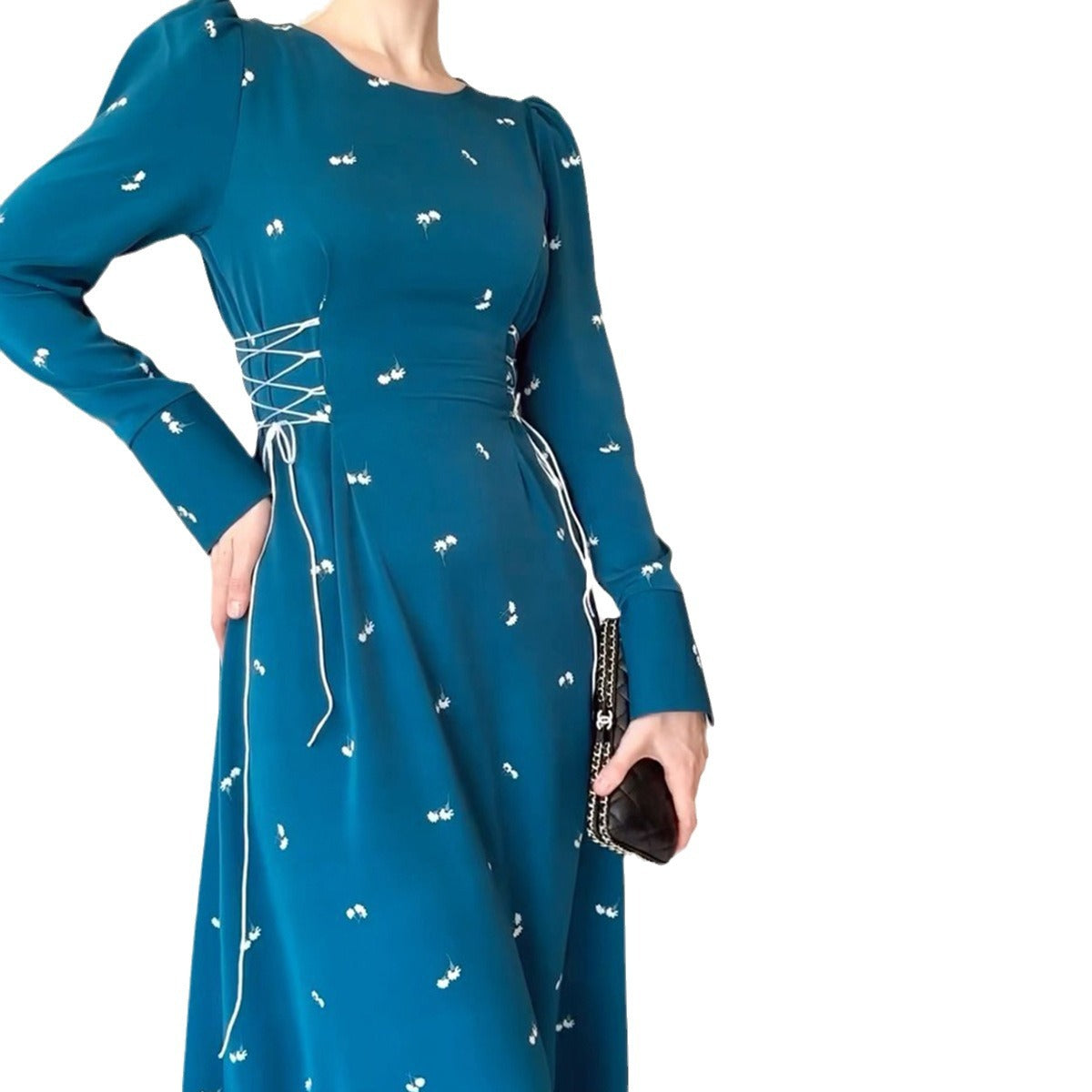 Women's Muslim Wear Autumn Long Temperament Waist Dresses