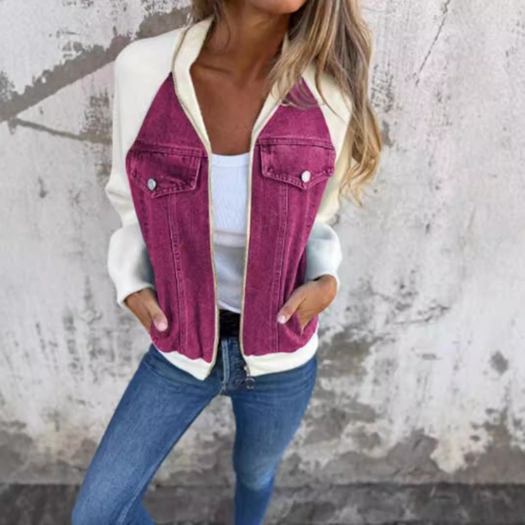 Women's Summer Winter Denim Stitching Casual Fashionable Jackets