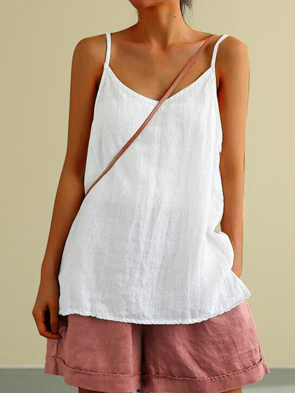 Women's Linen Sleeveless Summer Loose Inner Match Tops