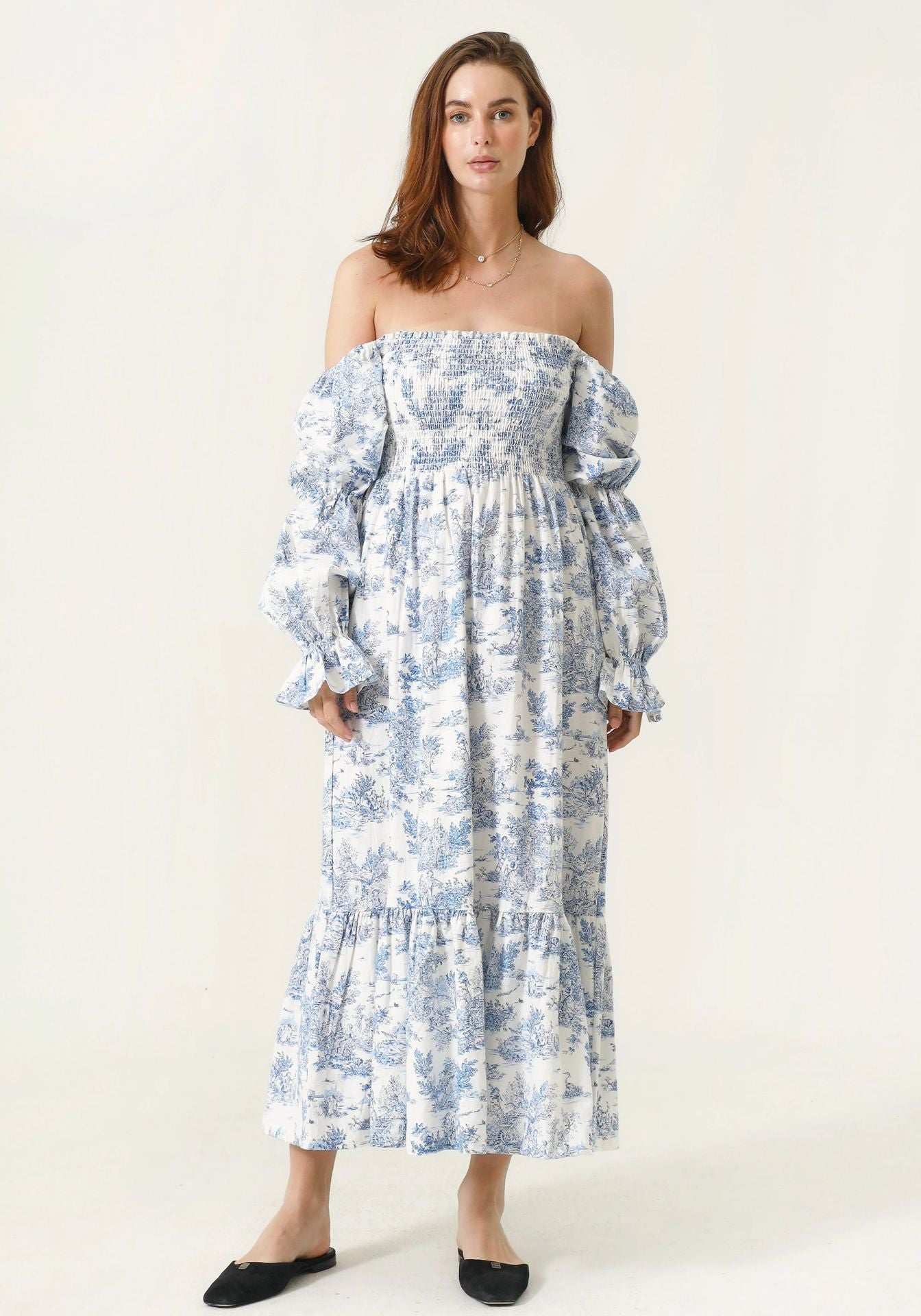 Robe en mousseline de soie à manches pour femmes, robes imprimées à col carré de printemps