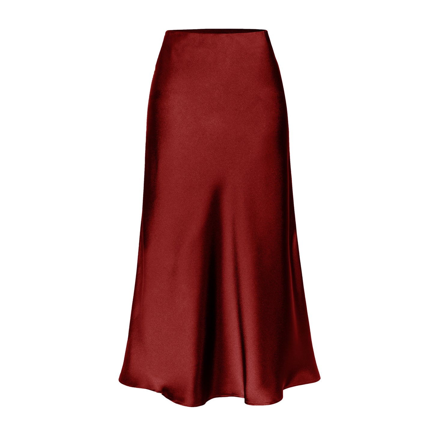 Women's Quality Acetate Satin Elastic Waist Pure Skirts