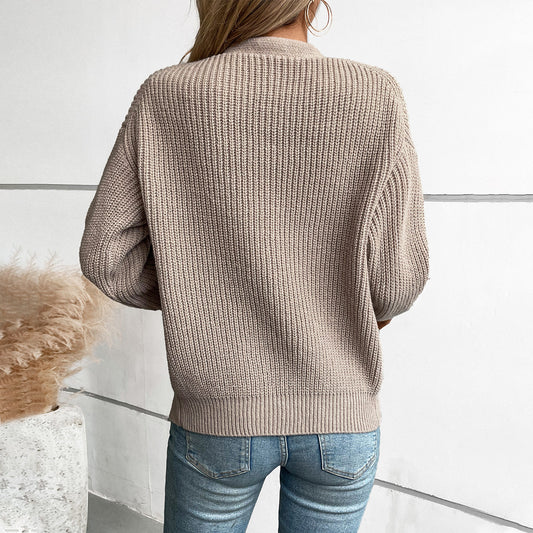 Women's Loose Casual Solid Color Single-breasted Knitted Sweaters