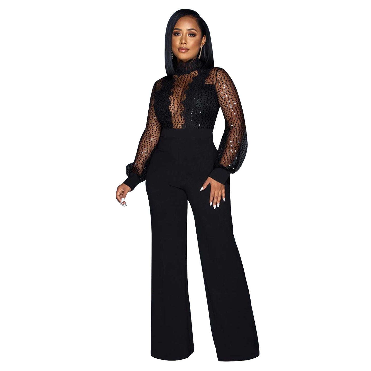 Women's Stylish Fashion Wear Long-sleeved Trousers Jumpsuits