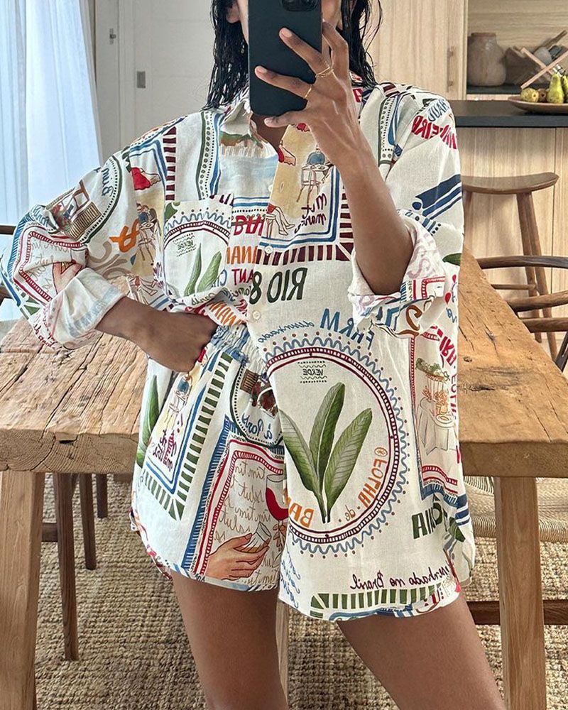 Fashion Printed Two-piece Comfort Casual Shirt Suits