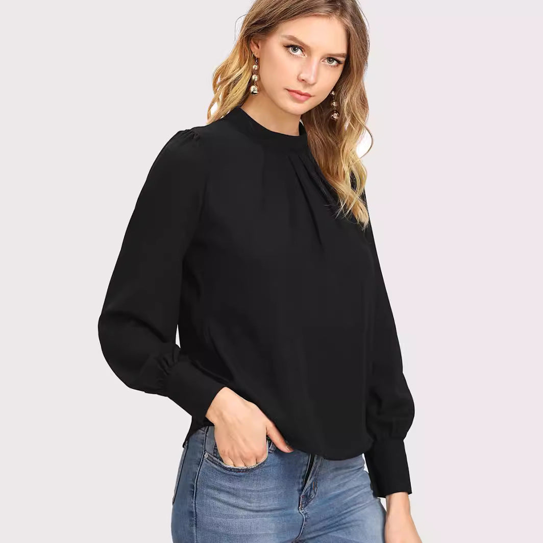 Women's Chiffon Shirt With Small Stand Collar Blouses