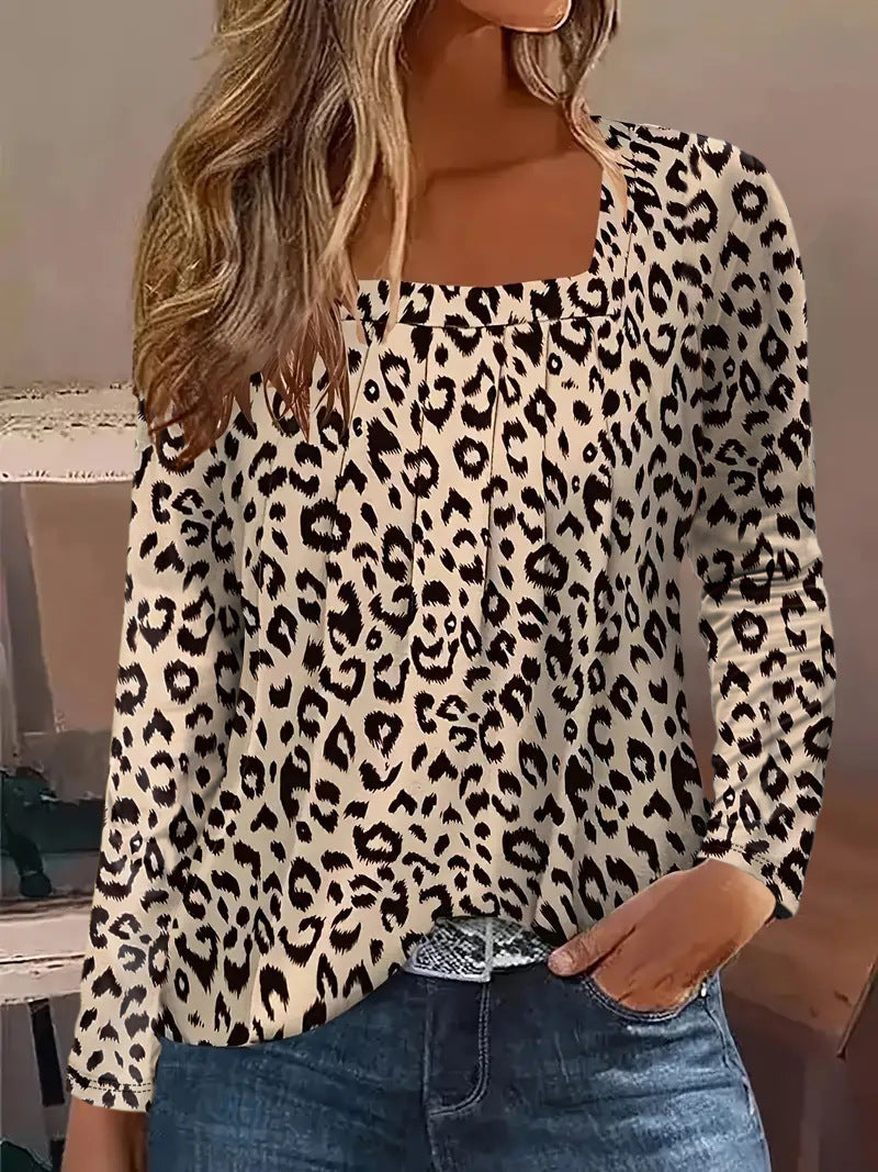 Leopard Print Digital Printing Temperament Leisure Blouses