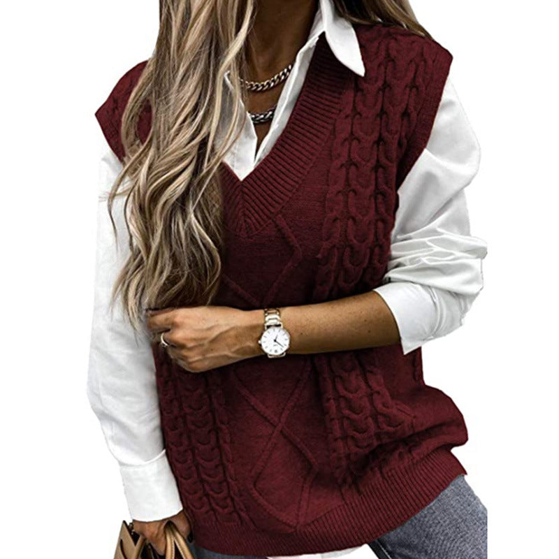 Women's Stylish Classic Source Sleeveless Twist Sweaters