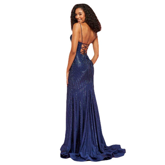 Women's Sexy Sequins Backless Dress Slimming Slit Wedding Dresses