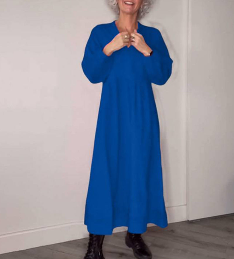 Robe élégante à poches de couleur unie pour femmes