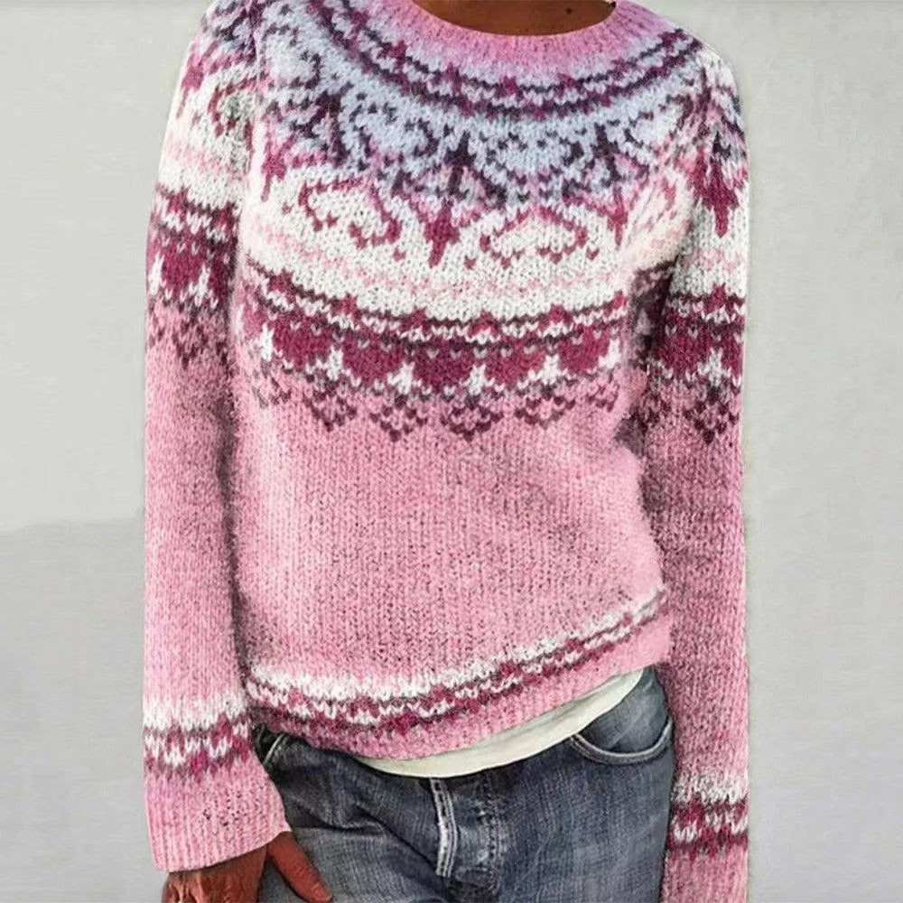 Women's Round Neck Multicolor Loose Fashion Pullover Sweaters