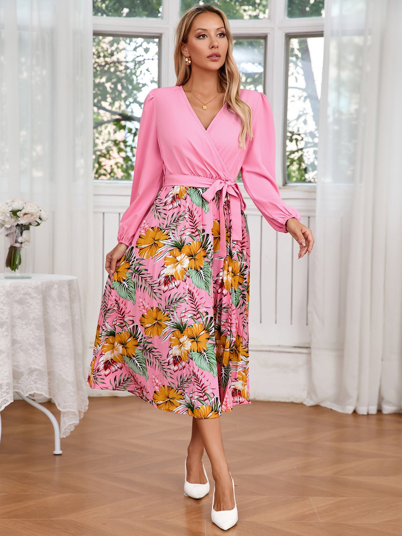 Robe longue imprimée à la mode pour femmes, coupe slim, tempérament