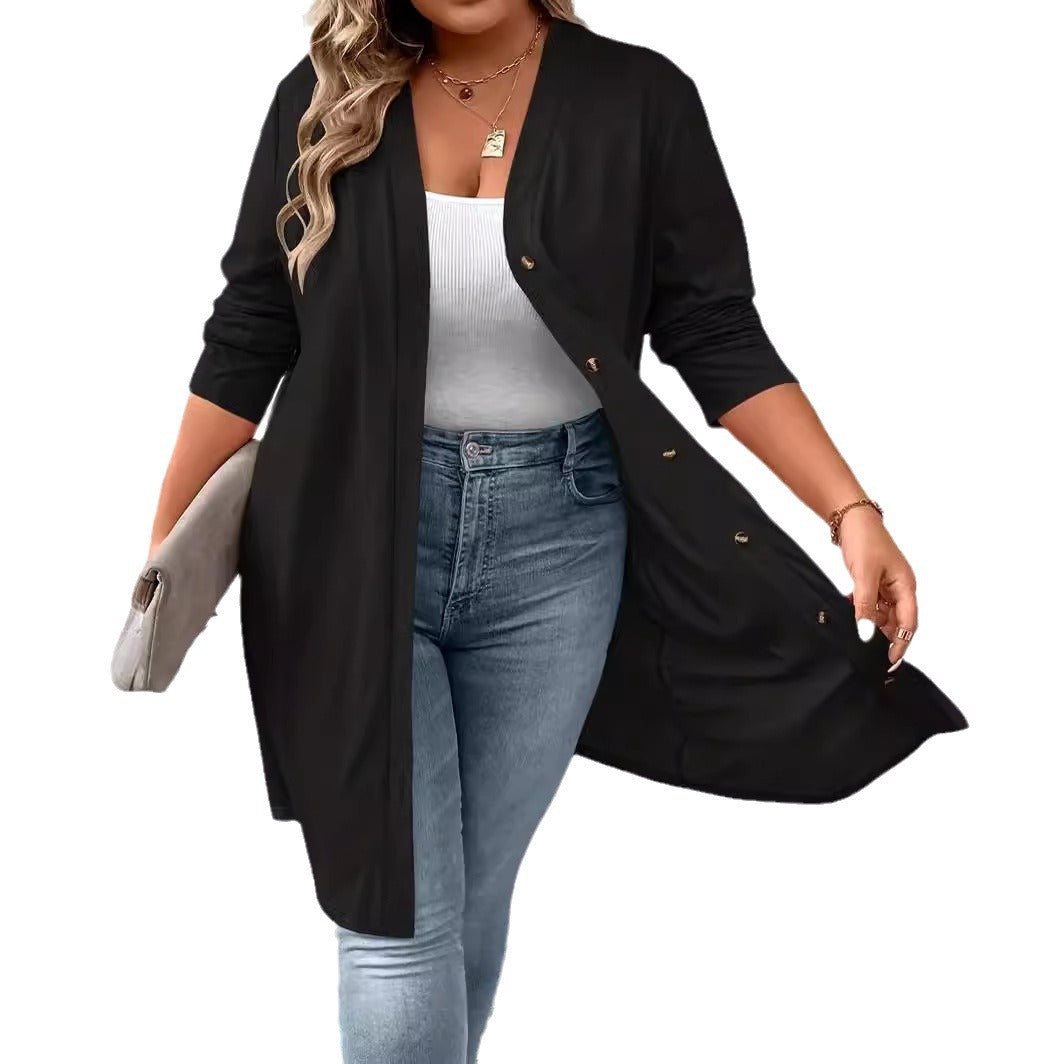 Women's Long Sleeve Fashion Casual Button Knitted Plus Size