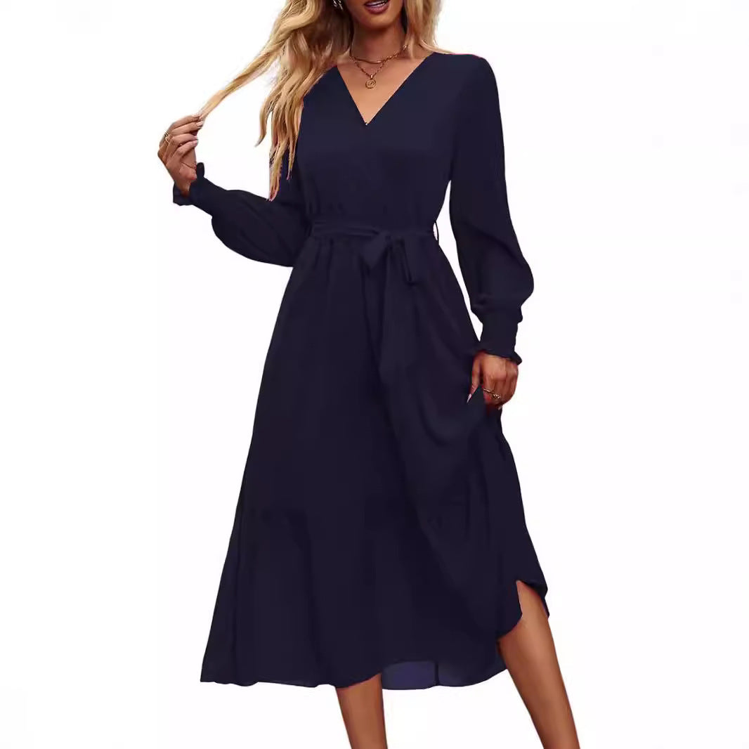 Women's Solid Color Long Sleeve Dress Dresses