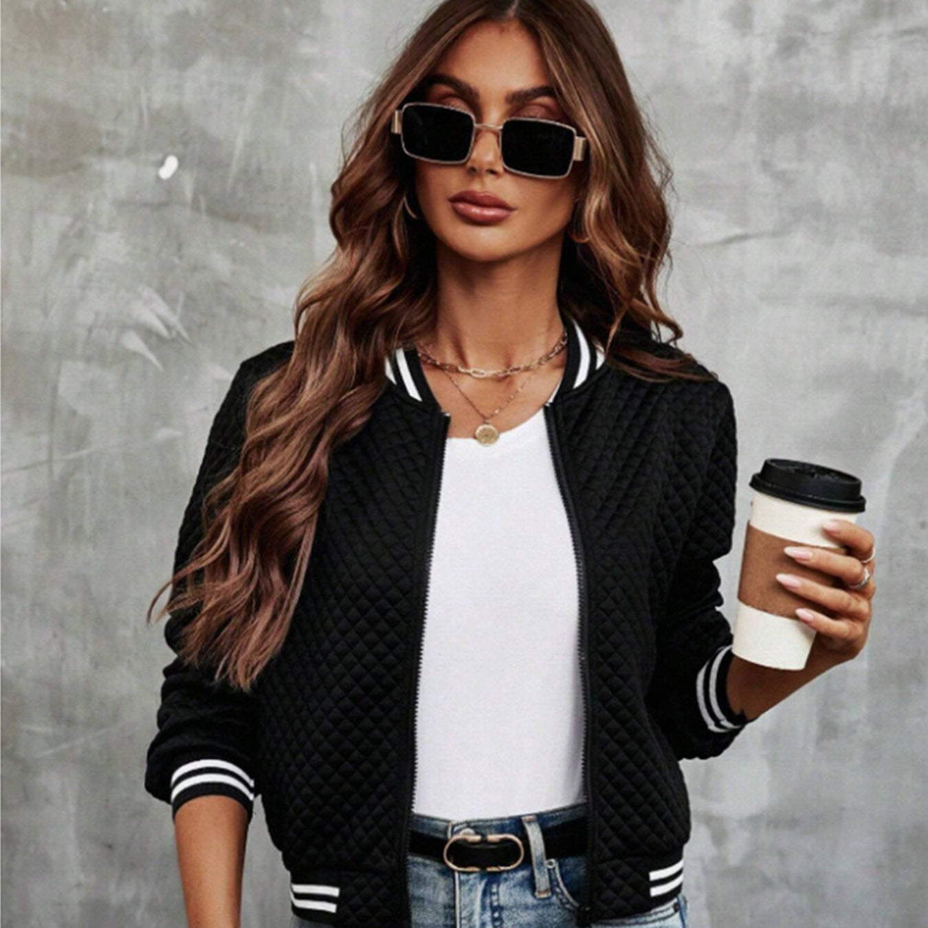 Women's Fashion Casual European Temperament Crew Neck Coats