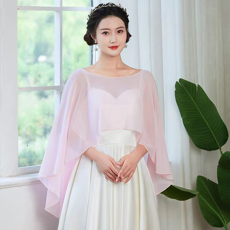 Thin Chiffon Pullover Shawl Dress Daily Blouses