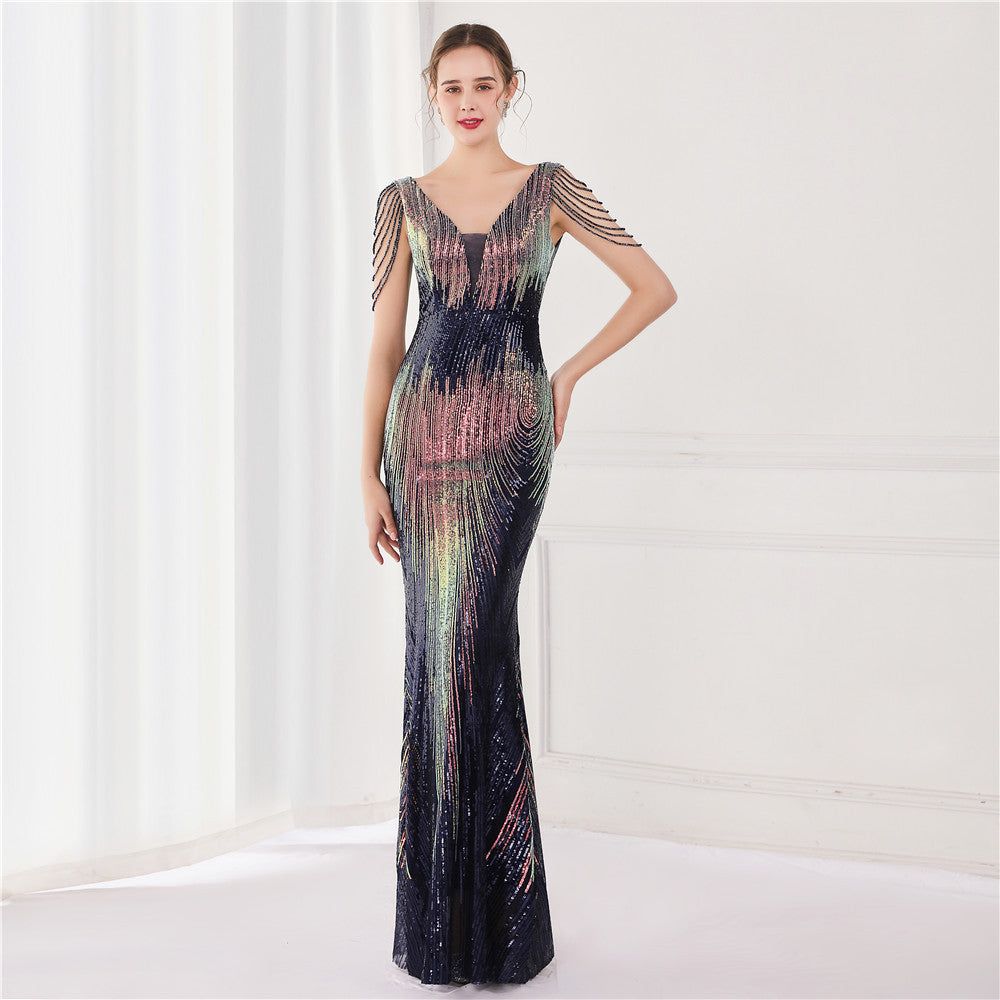 Sequined Fishtail Formal Dress Performance Banquet Evening Dresses