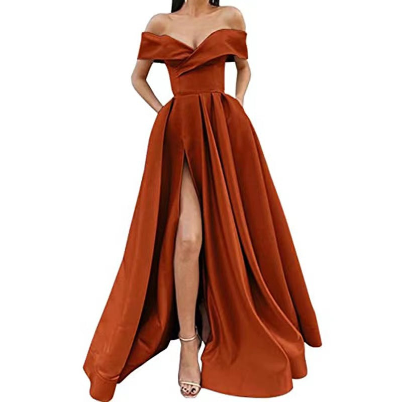 Women's Pretty Dress Summer Deep Satin Evening Dresses