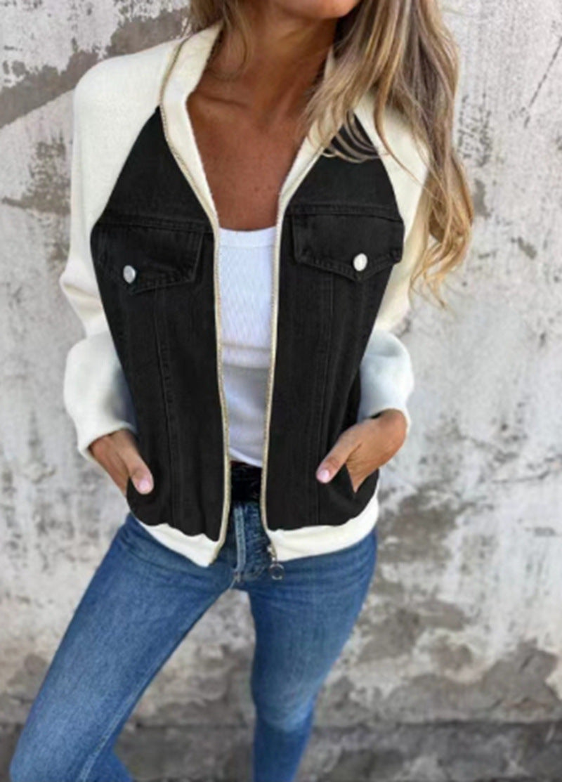 Women's Summer Winter Denim Stitching Casual Fashionable Jackets