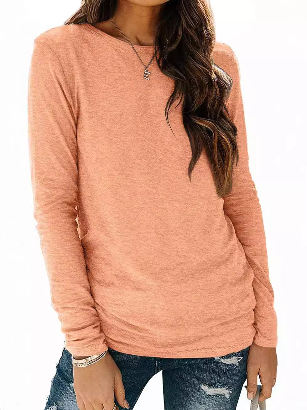 Women's Loose Long Sleeve Solid Color Casual Blouses