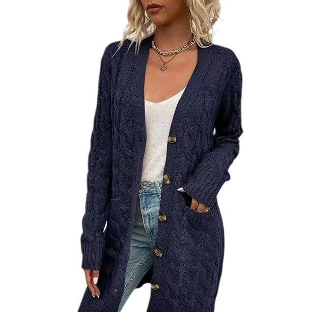 Women's Fashion Wear Outer Long Single Breasted Sweaters