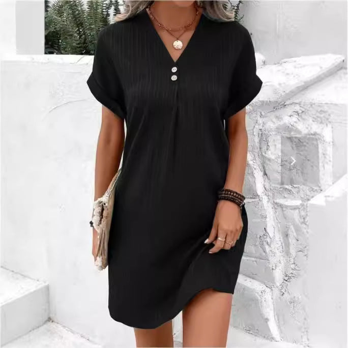 Women's Collar Solid Color Pullover Comfort Casual Dresses