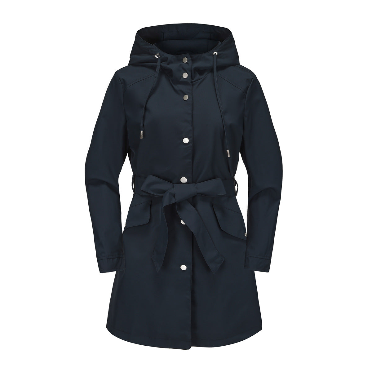 Women's Hooded Waterproof With Belt Thin Casual Coats