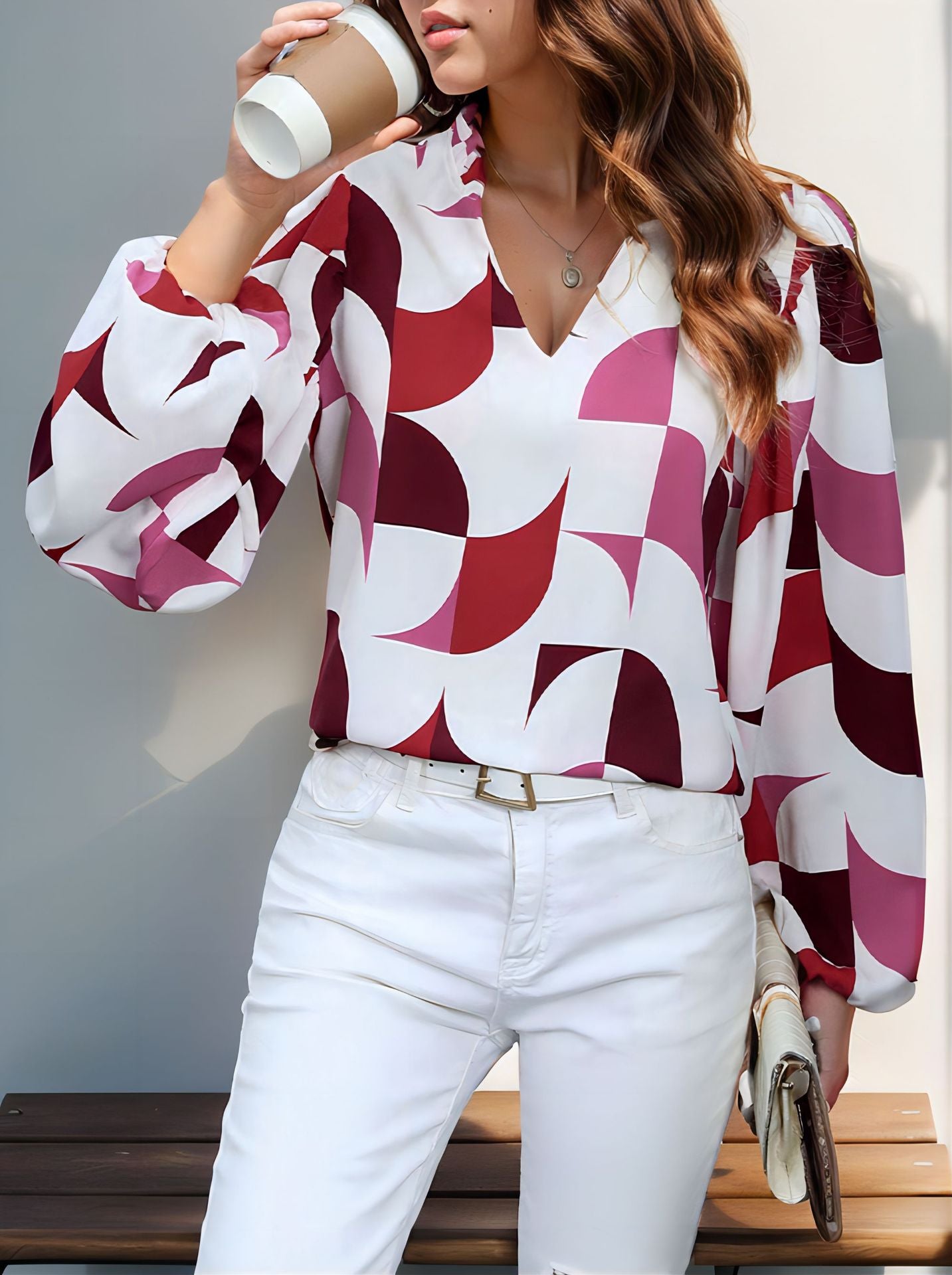 Women's Commuter Autumn Fashion Printed Pullover Blouses