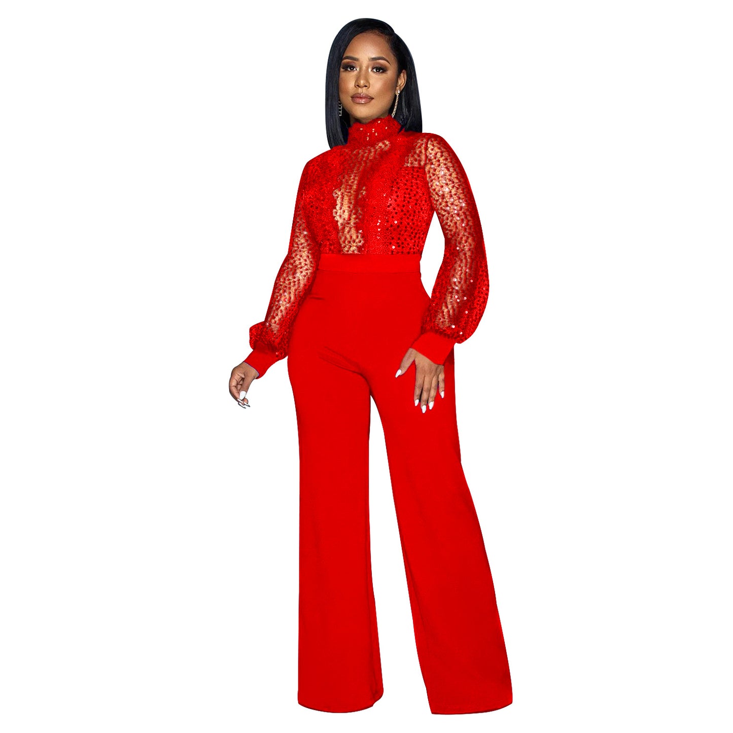 Women's Stylish Fashion Wear Long-sleeved Trousers Jumpsuits