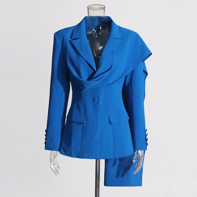 Elegant Ribbon Stitching Design Solid Color Blazers