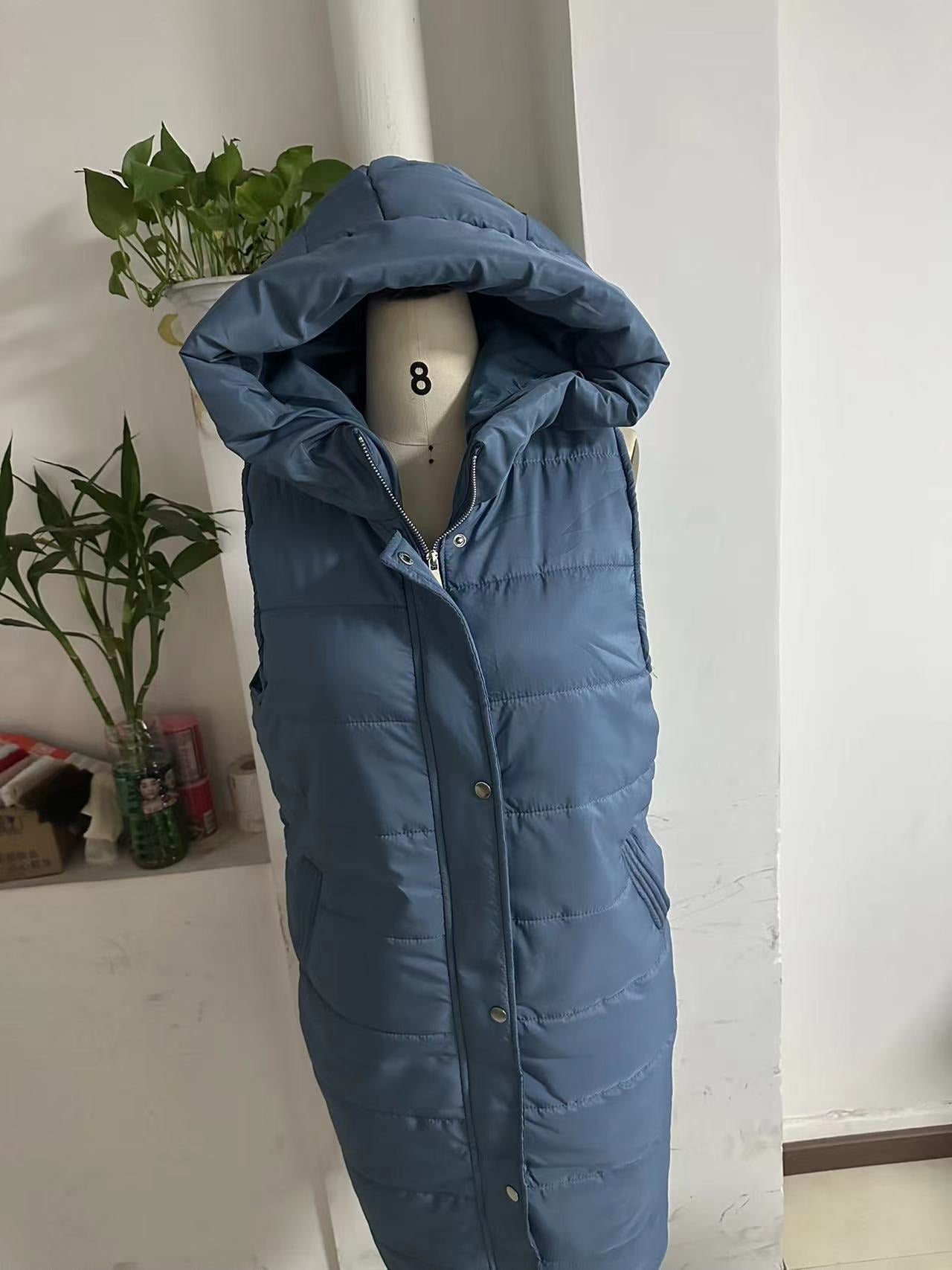 Color Hooded Long Cotton Casual Fashion Coats