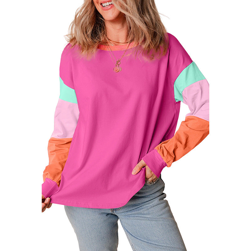 Pull col rond décontracté multicolore pour femme, coupe slim et ample, automne