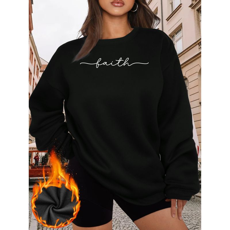 Women's Round Neck Long Sleeve Printed Letter Sweaters