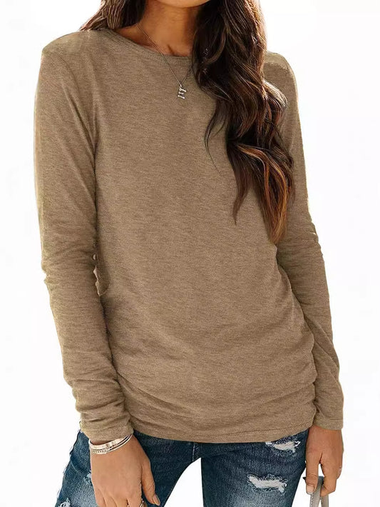 Women's Loose Long Sleeve Solid Color Casual Blouses