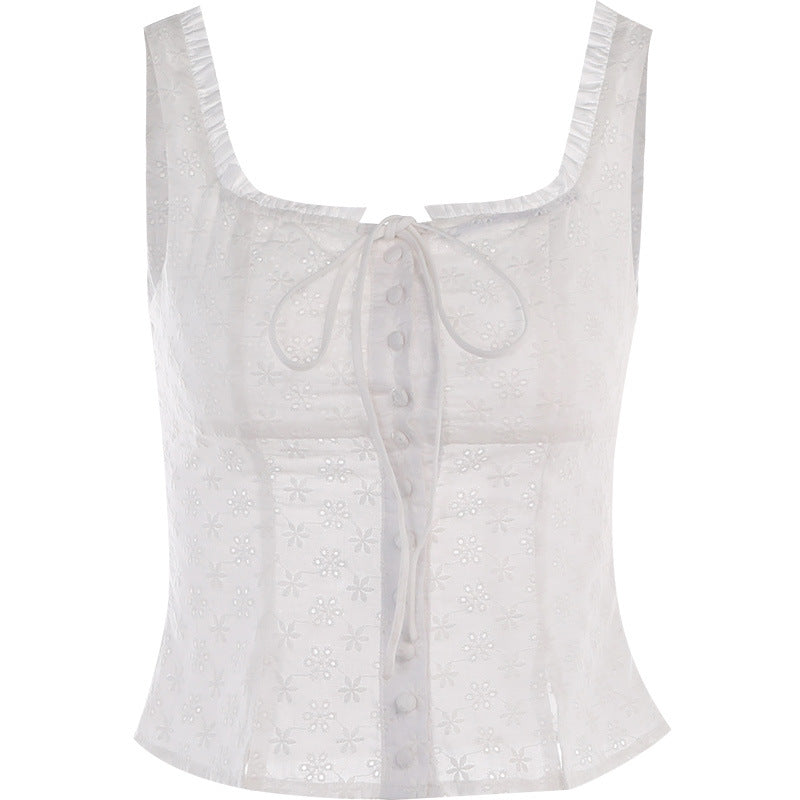 Women's Camisole Jacquard Lace Retro Summer Pastoral Tops