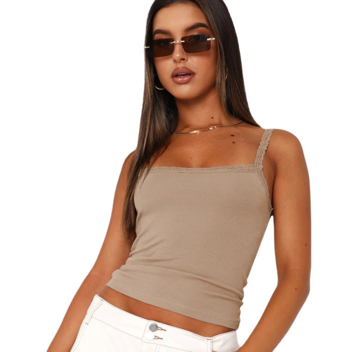 Camisole d'été sexy et chaude pour femme, haut de couleur unie