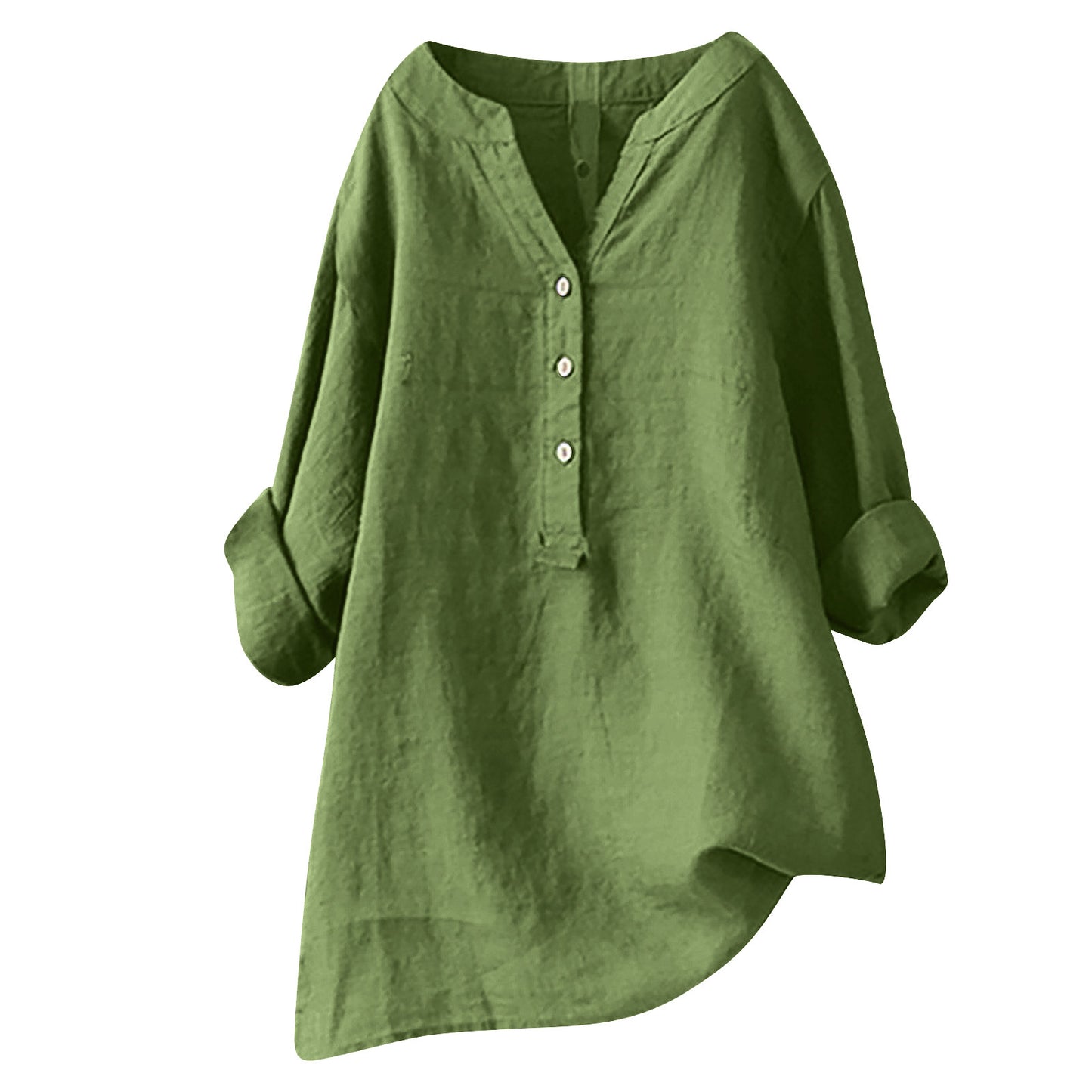 Women's Summer Loose Solid Color Shirt Cotton Blouses