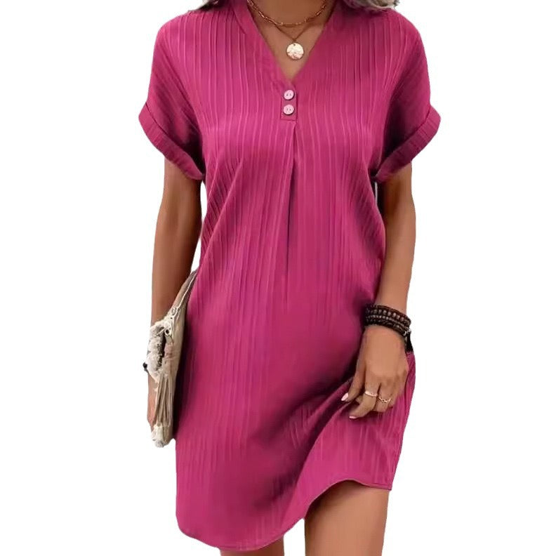 Women's Collar Solid Color Pullover Comfort Casual Dresses